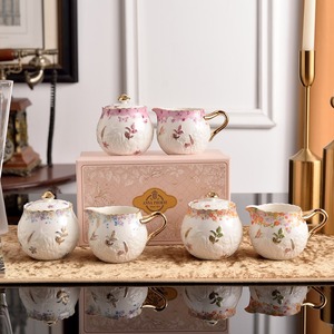 Fine <b>Bone</b> <b>China</b> Relief Flowers English Royal Style Coffee & <b>Tea</b> Pot <b>Set</b> for Gift - Product Image 5