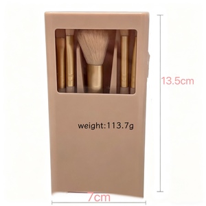 Mini Kit de Pinceaux de Maquillage de Voyage 5 Pièces avec Boîte Miroir, Pinceaux Éventail, Crayon à Sourcils, <span class=keywords><strong>Baume</strong></span> à Lèvres et Correcteur - Outils <span class=keywords><strong>pour</strong></span> le Visage et les Yeux - Product Image 3