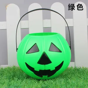 Wholesale Plastic Halloween Pumpkin Buckets Candy Bucket Truque Ou Tratar Balde Com Alça Para Halloween Party Favor Supplies