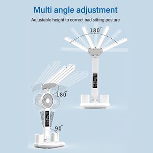 Lampe de lecture LED de table sans fil moderne pour le soin des yeux, avec ventilateur pliable, contrôle tactile USB, lumière de nuit, CRI 90 élevé, 3200 mAh, ABS, design simple - Product Image 3