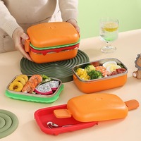 Ensemble de vaisselle multifonction pour hamburger, assiettes et bols empilables en forme de burger, ensemble de couverts pour enfants