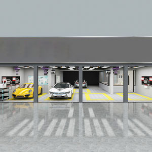 Dalles de sol emboîtables multi-emplacements jaune-gris pour atelier, tapis de drainage modulaire pour <span class=keywords><strong>garage</strong></span> automobile et station de lavage de voitures - Product Image 1