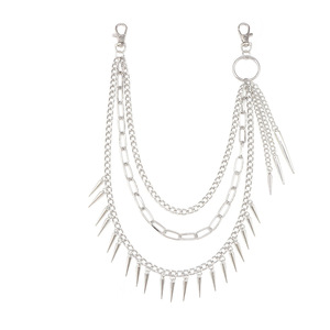 Stylish Multi Layer Spiked Metal Pants <b>Chain</b> For Hip Hop Casual Wear Zinc Alloy Waist <b>Chain</b> White K - Product Image 5