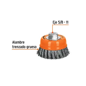 BOX 4 Carding Cup, Alambre Trenzado de 4' de Grosor, Eje de 5/8'-11, TRUPER - Product Image 2