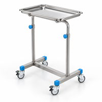 Chariot à double bras en acier inoxydable pour salle d'opération avec roues pour le placement et l'organisation mobile des instruments chirurgicaux