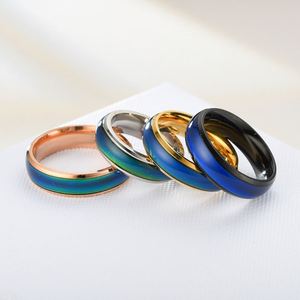 Wholesale 6mm Titanium Stainless Steel Gradient Ramp Temperature Mood <b>Ring</b> Color Change Men Women Fashion Jewelry <b>Rings</b> - Product Image 2