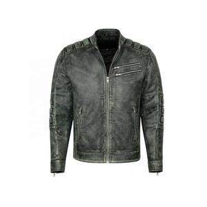 Chaquetas de cuero de alta calidad para hombre para Otoño Invierno negro con cuello levantado cremallera larga transpirable Casual moda al por mayor - Product Image 1