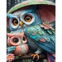 Kit de Peinture Diamant Chenistory Hibou – Fournitures Artistiques, Tableaux Décoratifs, Art Diamant Complet Rond pour Adultes, Kits d'Art Diamant Animaux