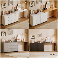 HZT-14 moderne bois noir blanc maquillage vanité Table LED miroir avec armoire rétractable dressing ordinateur portable bureau pour chambre