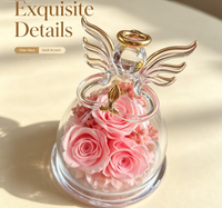 Boîte carrée de roses séchées et préservées, fleurs éternelles sous verre, cadeau pour anniversaire, fête des mères, femme, mère