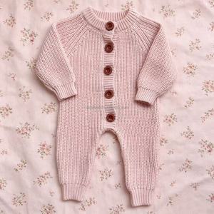 Conjunto de Punto Grueso 100% Algodón para Recién Nacidos y Niños Pequeños, Mono de <span class=keywords><strong>Invierno</strong></span> Cálido y Grueso, Ropa de Punto Clásica para Bebés - Product Image 3