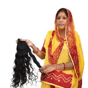 Natural Black Soft Silky Indian Raw Unprocessed Remy <b>Hair</b> Wavy Machine Double Weft 100g <b>Hair</b> Bundle Wholesale Indian Human <b>Hair</b> - Product Image 1