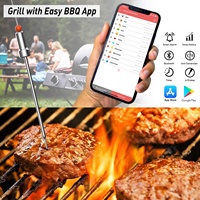 Thermomètre numérique intelligent Bluetooth pour cuisine, aliments, viande, 6 sondes en acier inoxydable, four, grill, barbecue, steak, écran LCD en plastique