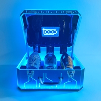 Valise de présentation de vin VIP portable en plastique à LED personnalisable et changeante de couleur pour 3 bouteilles – Présentoir glorificateur pour bars et soirées