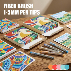Nouveau design, 24 <span class=keywords><strong>couleurs</strong></span>, stylos à peinture acrylique à pointe souple, encre permanente imperméable pour roche, bois, verre - Product Image 1