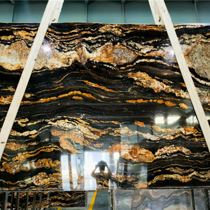 גולדטופ OEM/ODM grabado losa ברזיל קוסמי יוקרה טבעי שחור לוח גרניט עם זהב וריד עבור משטחי מטבח - Product Image 1