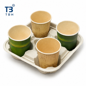 Barquette en pulpe moulée biodégradable pour 4 gobelets – Emballage durable et écologique pour boissons à emporter - Product Image 2
