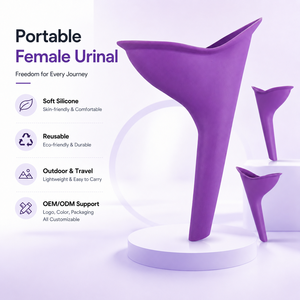 Urinoir féminin portable réutilisable OEM en silicone souple, dispositif de miction <span class=keywords><strong>debout</strong></span> <span class=keywords><strong>pour</strong></span> <span class=keywords><strong>femmes</strong></span>, voyage, camping - Product Image 1