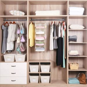 5 Shelf Space Saver Foldable Eco-Friendly Fabric Hanging Closet Organizer with 4 Side Pockets and <b>Polybag</b> Packaging - Product Image 5
