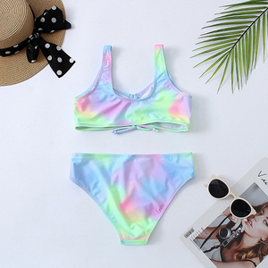 Quality Children <strong>Girls</strong> Split Swimwear 2 Pieces Kids Beach Wear Tie-dye Printed <strong>Bikini</strong> Set for <strong>Girls</strong> 7-14 <strong>Years</strong> <strong>Old</strong> - Product Image 2