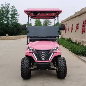 עגלת גולף חשמלית ורודה עם 4 מושבים, תאוצה חלקה ויוקרתית, ותאורת LED משולבת, עבור מגרש גולף יוקרתי. - Product Image 3