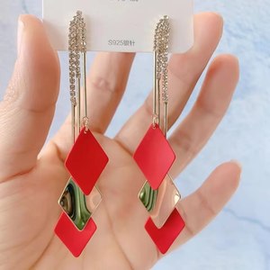 <span class=keywords><strong>Victoria</strong></span> Rhombus Boucles d'oreilles Alliage Or 18K Planté Boucles d'oreilles <span class=keywords><strong>Bijoux</strong></span> pour Femmes Cadeau Exquis Personnalité Fête - Product Image 2
