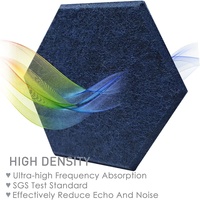 Borde biselado azul oscuro, decoración artística hexagonal, acolchado de pared a prueba de sonido, Panel acústico de fieltro PET autoadhesivo para cine en casa