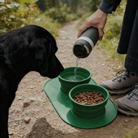 Nouveauté : Bol double en silicone imperméable pour animaux de compagnie, pliable, antidérapant, pour chien et chat, ensemble de bols pour nourriture et eau