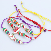 Nouveaux bijoux de Noël colorés pour enfants, bracelet à perles Père Noël, collier avec pendentif arbre de Noël pour filles