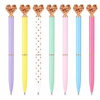 Stylo à bille en alliage métallique en forme de cœur, creux, avec grand diamant en cristal incrusté, écriture fluide 1,0 mm, cadeau pour étudiant