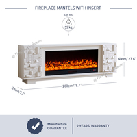 Cheminée électrique décorative autoportante blanche F-661S de 78 pouces, meuble TV, support TV, cheminée électrique avec lumière LED moderne