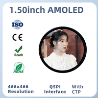 Layar Sentuh AMOLED 1,5 Inci Resolusi 466x466 OLED Melingkar Kecerahan Tinggi Antarmuka QSPI Modul LCD