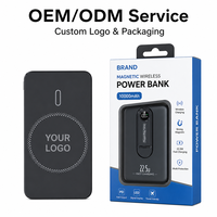 Nouveau style, ultra-fin, alliage d'aluminium, mini batterie Li-polymère 5000mAh, support de téléphone magnétique à charge rapide sans fil 15W, 2-en-1, 10000mAh