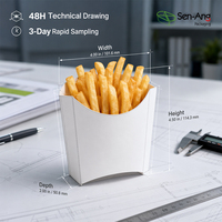 Boîte à frites personnalisée avec impression de marque, papier alimentaire enduit, emballage commercial pour restauration rapide, vente en gros pour restaurants et traiteurs