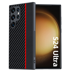 Funda de lujo a prueba de golpes con textura de cuero de fibra de carbono, fundas ultrafinas para <span class=keywords><strong>Samsung</strong></span> <span class=keywords><strong>Galaxy</strong></span> S24 Plus S24 Ultra s23 <span class=keywords><strong>S22</strong></span> - Product Image 1