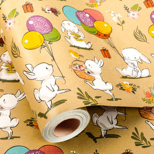 Cartoon pattern Easter gift wrapping <b>paper</b> Colorful balloons little rabbits children gift wrapping <b>paper</b> Customizable - Product Image 1
