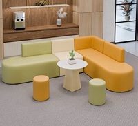 Ensemble de coin combiné créatif, table de négociation, cuir synthétique, bureau moderne pour hôtel, chambre à coucher, zone de réception, réception