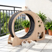 Roue de tapis roulant pour chat en bois écologique de qualité supérieure, silencieuse et sûre, pour l'exercice en intérieur et les soins des animaux de compagnie