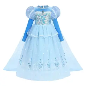 Elegantes Elsa-Kleid Cosplay-Kostüm Ballkleid Prinzessinkleider blau Elsa-Kostüm für Mädchen