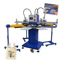 Machine d'impression sérigraphique rapide pour sacs en tissu non tissé 3 couleurs, petite machine automatique pour t-shirts, sérigraphie textile.