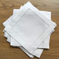 Serviette de cocktail en lin blanc 6x6 pouces, dessous de verre en lin, nappe de fête 100% lin, super rapport qualité-prix, vente en gros