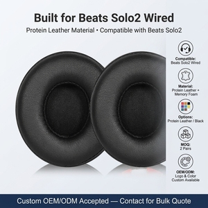Ersatz-Ohr polster für Beats Solo2 kabel gebundene <span class=keywords><strong>OnEar</strong></span>-Kopfhörer Beats kabel gebundene Ohren schützer Verbesserte Geräusch unterdrückung Verbesserter Komfort - Product Image 2
