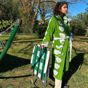 Abito da bagno personalizzato in cotone 100% verde Tetty vestaglia da notte da donna - Product Image 2