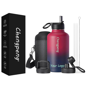 Bottiglia d'Acqua Isolata in Acciaio Inox Grande da 2L 64oz 128oz Mezzo Gallone con Manico 64 oz - Product Image 1