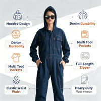 Overol de Trabajo con Capucha, Unisex, Multibolsillos, Resistente, para Reparación de Automóviles, Construcción, Almacén, Uniforme de Seguridad, Cortavientos