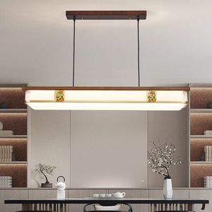 Chinese Style Ceiling Light Led Living <b>Room</b> Bedroom Oak Enamel Alloy Frame Acrylic <b>Diffuser</b> - Product Image 3