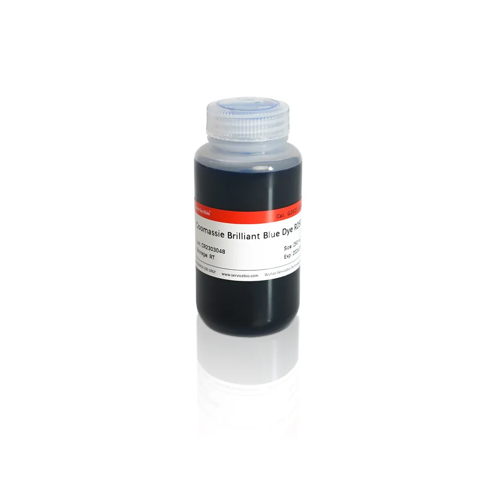 Macchie biologiche da reagente di laboratorio blu acido Coomassie soluzione blu brillante R250