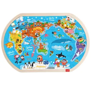 Puzzle de la carte du monde pour enfants, jouet éducatif, 80 pièces