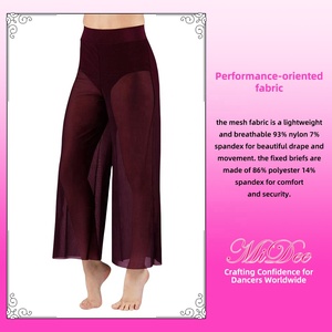 Pantalon <span class=keywords><strong>de</strong></span> <span class=keywords><strong>danse</strong></span> lyrique en maille pour femme MiDee, taille haute, jambe large avec culotte intégrée pour <span class=keywords><strong>la</strong></span> scène et l'entraînement - Product Image 5