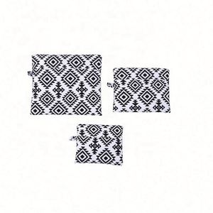 Hot New Travel Luggage Organizer Bag Set 3PCS Foldable Polyester Packing <b>Cube</b> with Geometric Pattern and Zipper Closure - Product Image 6